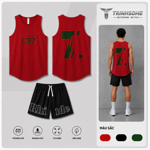 Bộ Quần Áo Thể Thao Áo Ba Lỗ Tank Top Cổ Tròn Sát Nách In Số 7 Phối Quần 2 Túi Có Khoá Kéo Cạp Chun Dây Rút. Mã: BL.QD