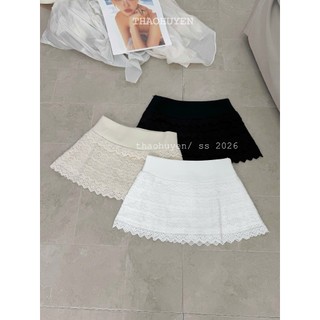 Chân Váy Ren Ngắn Basic Cạp Cao QCCC Cao Cấp