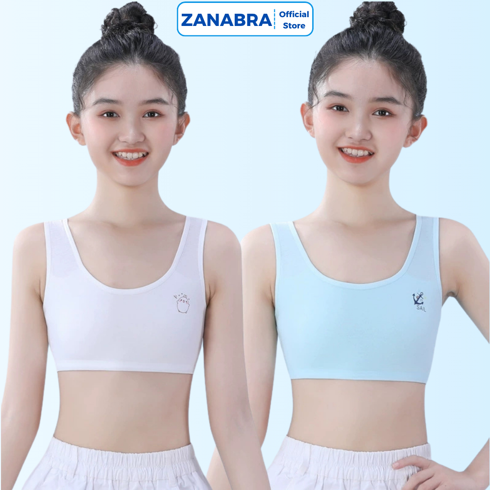 Áo Lót Trẻ Em Bé Gái Không Gọng – Áo Lá Học Sinh Cotton Mềm Mịn Nhiều Màu ZANABRA B341