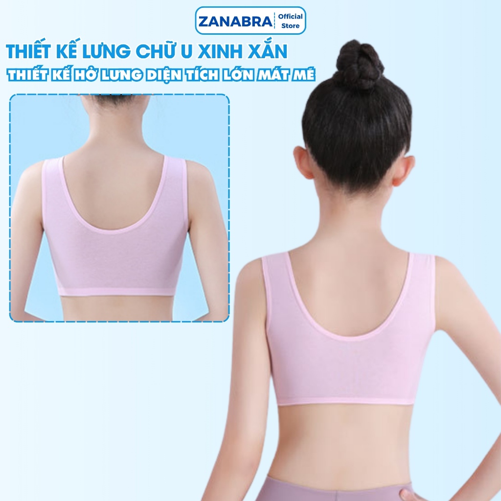 Áo Lót Trẻ Em Bé Gái Không Gọng – Áo Lá Học Sinh Cotton Mềm Mịn Nhiều Màu ZANABRA B341