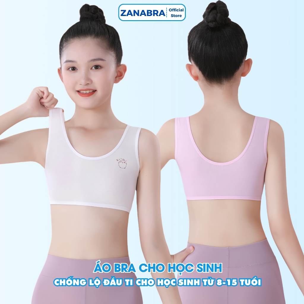 Áo Lót Trẻ Em Bé Gái Không Gọng – Áo Lá Học Sinh Cotton Mềm Mịn Nhiều Màu ZANABRA B341
