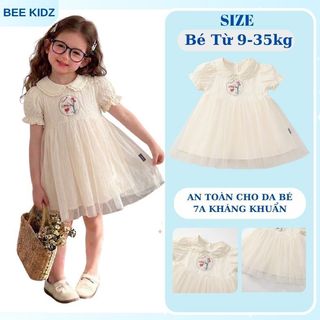 Váy Cho Bé Gái, Váy Công Chúa Thiết Kế Tiểu Thư Thêu Hình Con Thỏ Cho Bé Gái Váy 2 Lớp Siêu Xinh