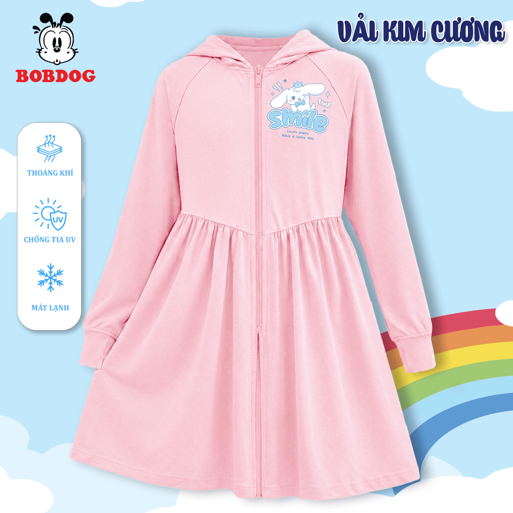 SALE HÈ Váy chống nắng toàn thân cho bé gái BOBDOG, áo chống nắng chất kim cương, form vừa, dáng dài in hình Cinnamoroll