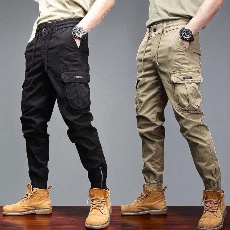 Quần Jogger Nam - JG3 Quần Jogger Nam Kaki Túi Hộp Thiết Kế Lưng Thun Màu Đen Ghi Rêu Cao Cấp