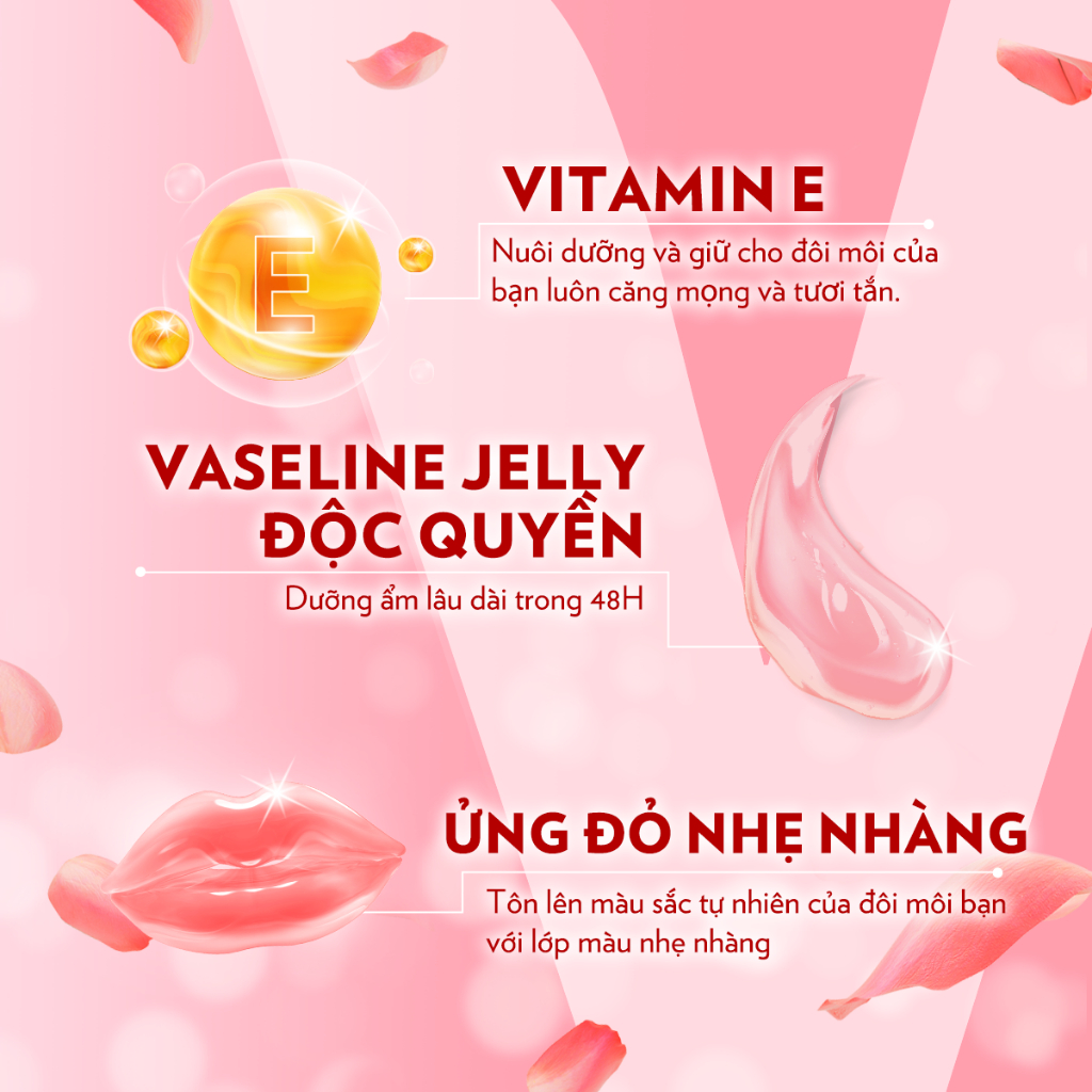 Bộ 3 cây son dưỡng môi Vaseline Lip Care Hồng Xinh dạng thỏi 4.8g