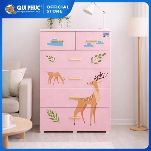 [SVIP] Tủ nhựa Deli Max 5 tầng QUI PHÚC, tủ nhựa đựng quần áo ngang 90cm, có khung thép chắc chắn, hộc tủ chống rơi