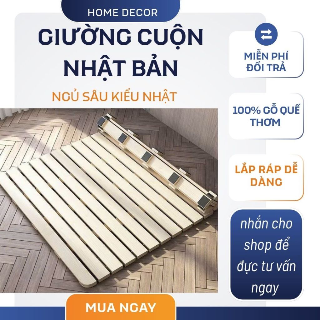 Giường Pallet Cuộn Thông Minh Gấp Gọn, Giường Cuộn Nhật Bản, Giường Cuộn Trải Sàn, Tiết Kiệm Không Gian - HOMDECOR