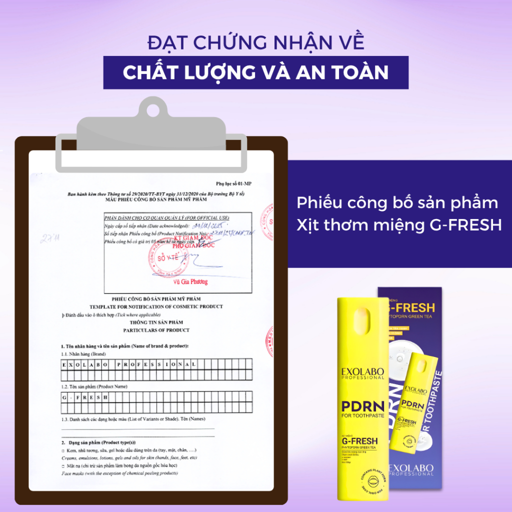 [EXOLABO] Xịt Thơm Miệng G-FRESH - Hương vị thơm mát, NGĂN MÙI HÔI, LƯU HƯƠNG 4–6 GIỜ, Nhỏ gọn dễ mang theo.