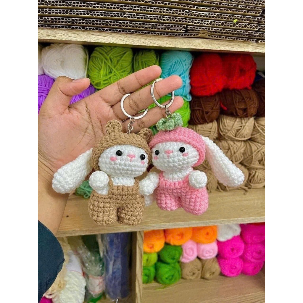 Móc khóa len mini thỏ tai dài handmade sản phẩm thủ công móc khóa handmade #handmade