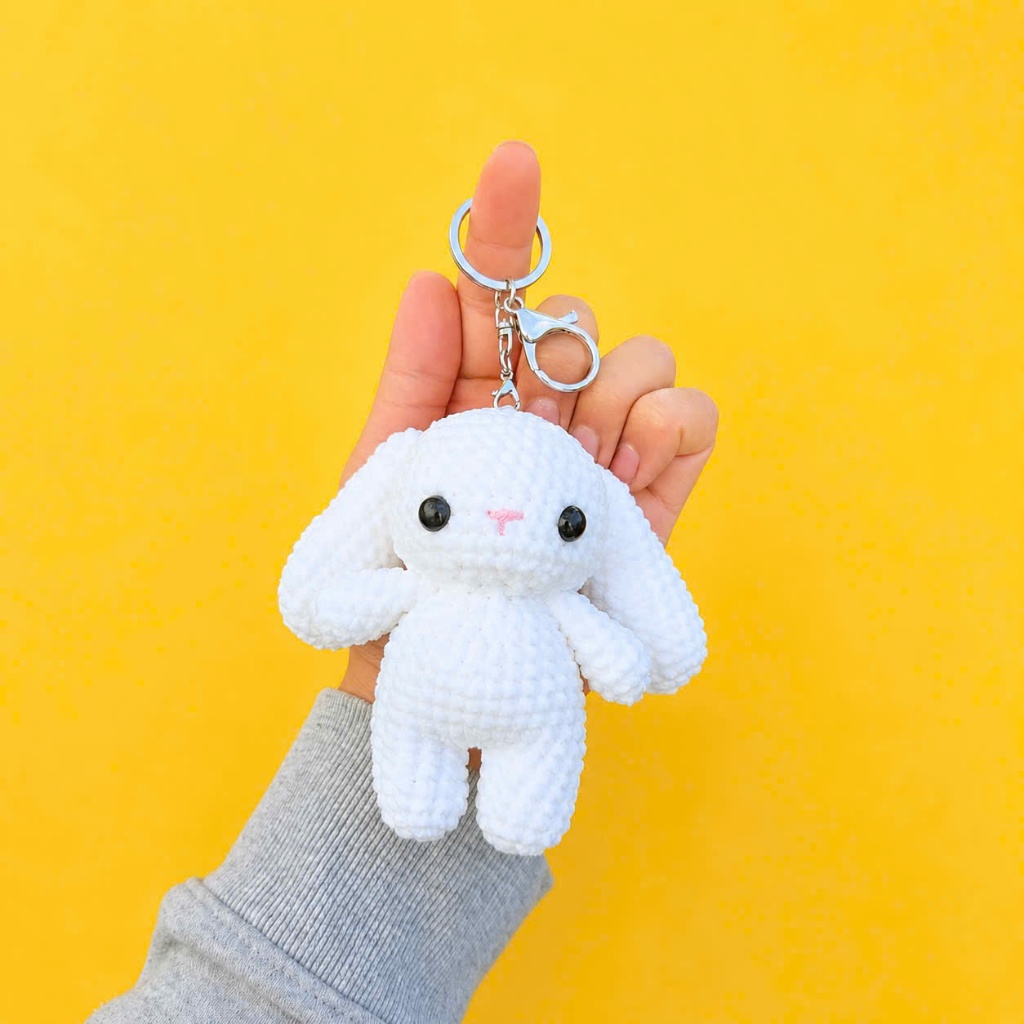 Móc khóa len mini thỏ tai dài handmade sản phẩm thủ công móc khóa handmade #handmade