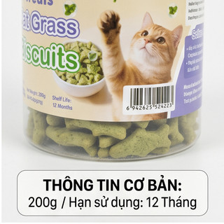 Bánh Thưởng Cỏ Mèo Giảm Búi Lông 600g(200g×3 lọ) | Giàu Vitamin, Hỗ Trợ Đào Thải Lông