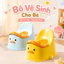 Bô Tập Đi Vệ Sinh Trẻ Em Hình Vịt Con Dễ Thương Có Tựa Lưng Êm Ái Thiết Kế Chống Tràn Cho Bé Yêu