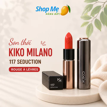 Son Kiko màu cam đỏ 117, son môi, son lì