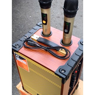 Loa AT T9 Bass 20cm - Công Suất 200W, Đi Kèm 2 Micro Đa Năng, Hát Nhẹ, Thu Âm Tốt, Nghe Nhạc Hát Hay, Mic Nhẹ Vang Hay