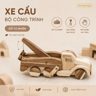 Xe Cẩu Gỗ Tay Quay Gỗ Tự Nhiên, Tay Quay Lên Xuống, Đồ Chơi Gỗ Giáo Dục - Chàng Trai Gỗ