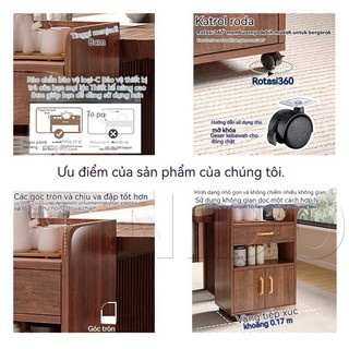 NIDO Tủ Trà Di Động Có Bánh Xe, Xe Đẩy Trà Đồ Uống Đa Năng Cho Phòng Khách Văn Phòng