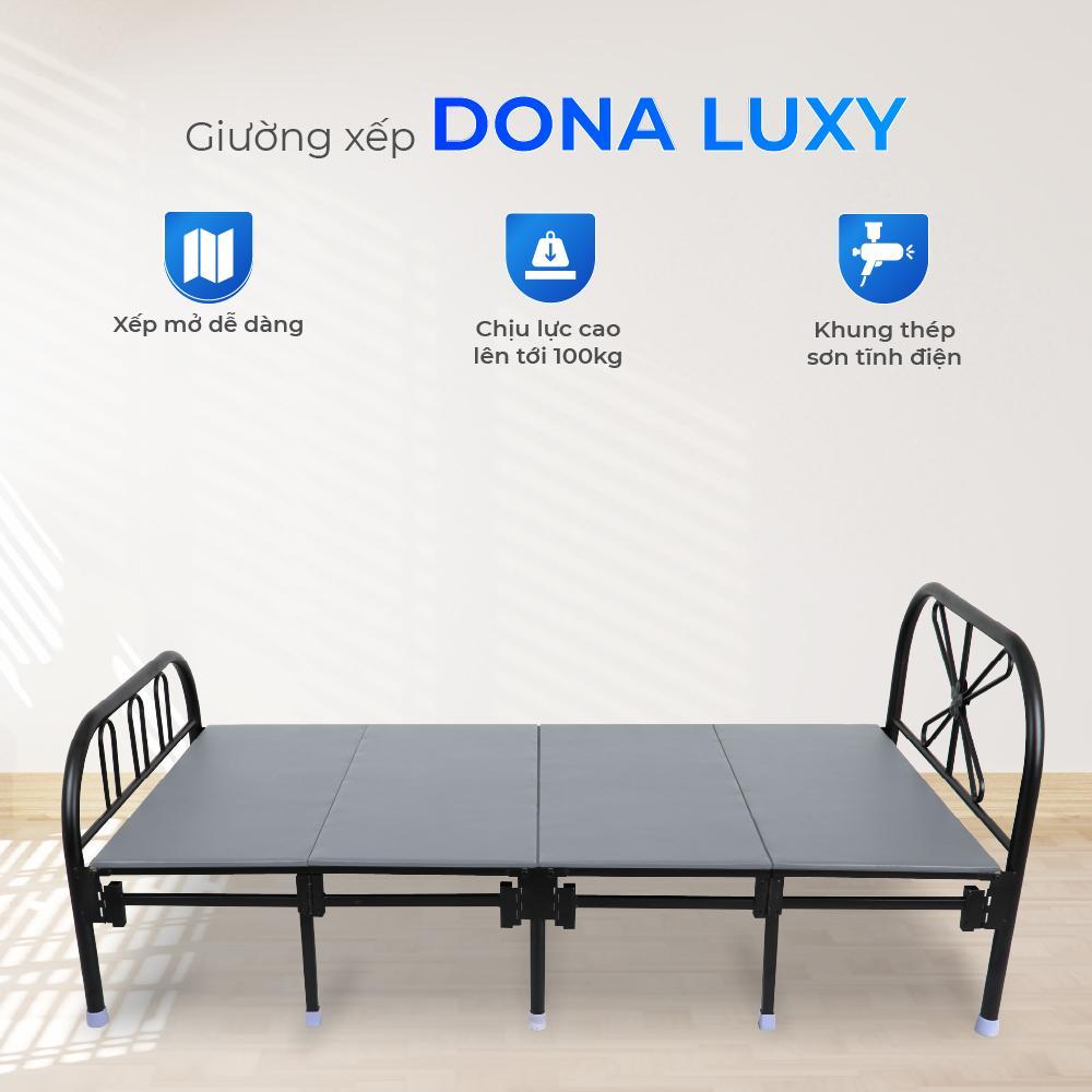 [NEW] Giường gấp gọn Dona Luxy QUI PHÚC, khung sắt sơn tĩnh điện chắc chắn, có lớp nệm lót