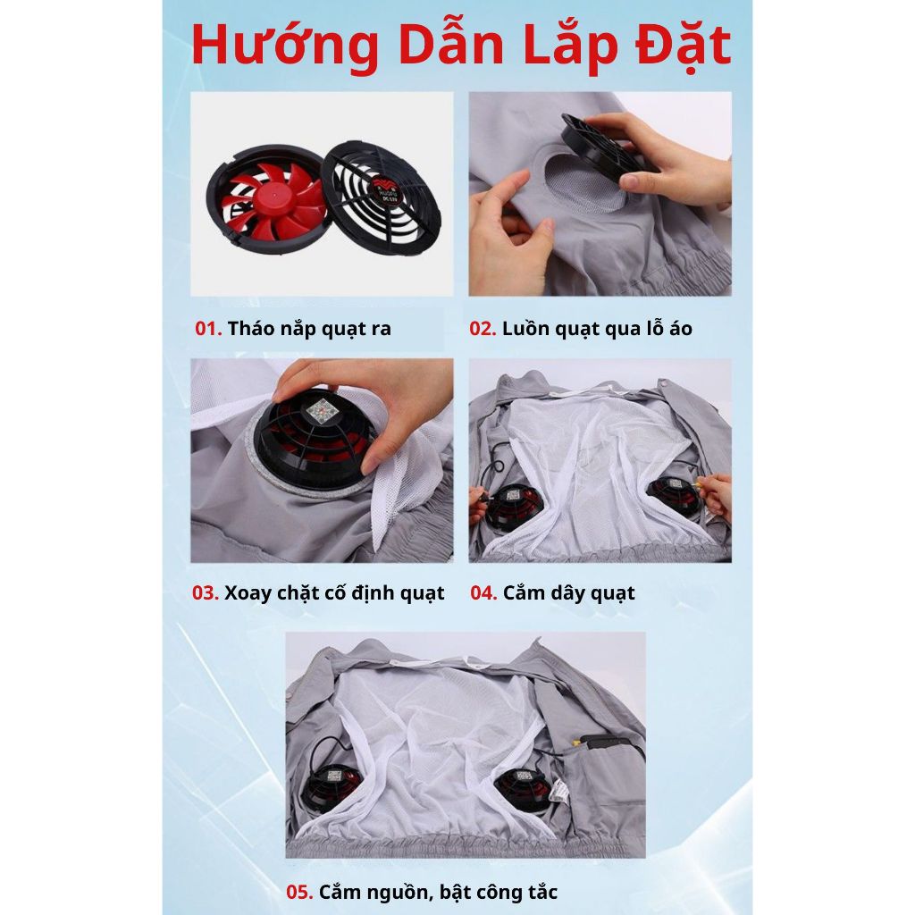 Áo Điều Hòa KAW Quạt Gió Cao Cấp – Áo Làm Mát Chống Nắng, Pin Sạc Dung Lượng Cao, Áo Quạt Điều Hòa Lao Động