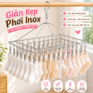 Giàn Kẹp Phơi Inox Đa Năng Nhiều Kẹp, Móc Phơi Đồ Lót, Tất Vớ, Quần Áo Em Bé Chống Gỉ Cao Cấp​​​​​​​