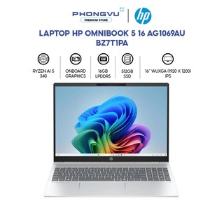 Laptop HP OmniBook 5 16 ag1069AU (Bạc) - Ryzen AI 5 340 | 16GB | 512GB | 16" WUXGA - Bảo hành 12 Tháng