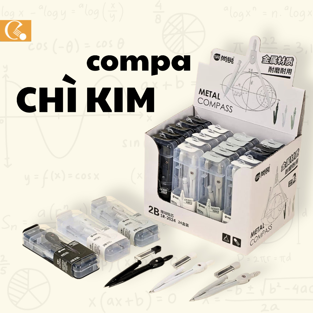 Compa Kim Loại Chì Bấm SR-2024 Cao Cấp – Kèm Ống Ngòi Chì 2B – Dụng Cụ ...