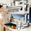 Gslife Kệ Bát Đĩa Inox Có Nắp 1/2 Tầng Trên Bồn Rửa, Kệ Chống Bụi 67/77/87/97cm Kèm Ống Đũa Giá Dao