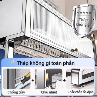 Gslife Kệ Bát Đĩa Inox Có Nắp Đậy 1/2 Tầng Trên Bồn Rửa - Đầy Đủ Ống Đũa, Khe Thớt, Giá Dao & Giỏ Đồ
