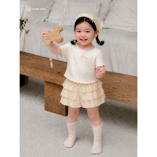 Áo thun cộc tay bé gái cotton thông hơi HUMY NGO mix set quần váy hoa nhí-Thời trang hè mềm mịn mát mẻ cho bé gái 9-38kg