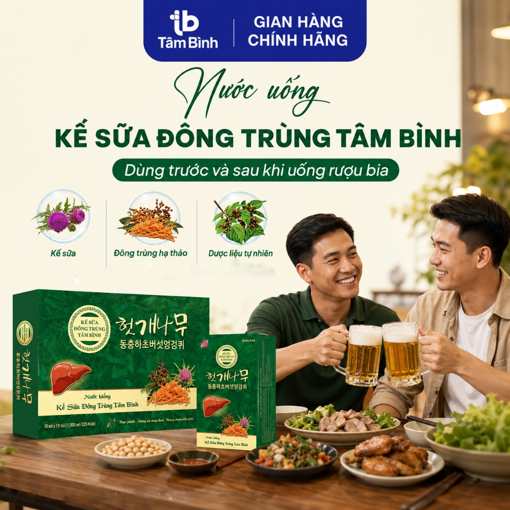 [Trải nghiệm Combo 3] hộp 5 gói Kế sữa Đông trùng Tâm Bình - Dùng trước và sau khi uống rượu, bia, tiệc tùng, tiếp khách