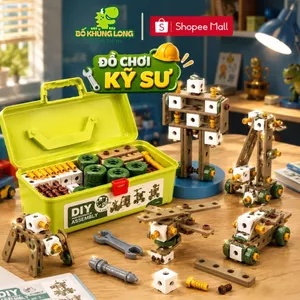Bộ Đồ Chơi Cho Bé Trai Lắp Ráp Kỹ Sư BỐ KHỦNG LONG Vặn Ốc Vít Hộp Dụng Cụ Khoan Điện Sửa Chữa Kỹ Thuật Đồ Chơi Trẻ Em