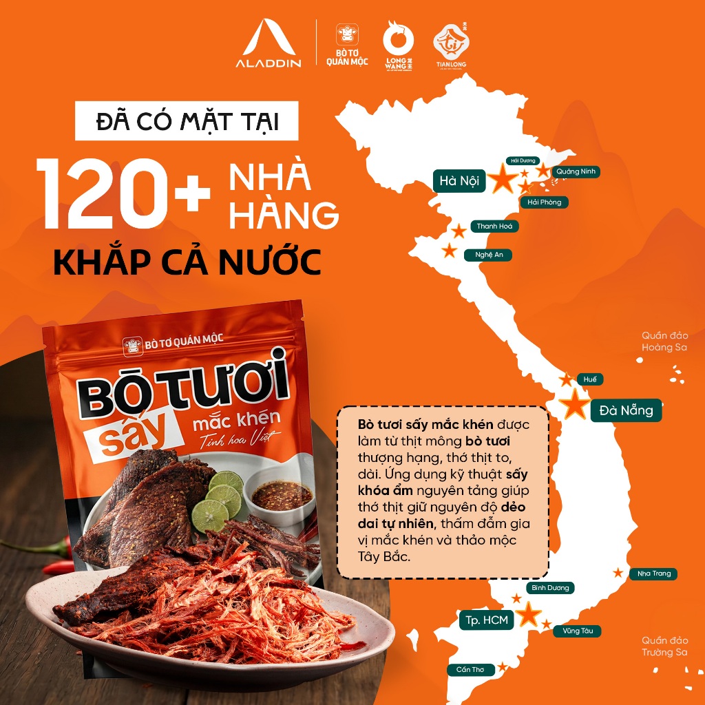Combo 5 Gói Bò Tươi Sấy Mắc Khén Aladdin 200g - Đậm Vị Tây Bắc Cay Thơm
