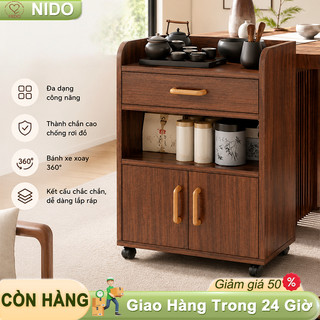 NIDO Tủ Trà Di Động Có Bánh Xe, Xe Đẩy Trà Đồ Uống Đa Năng Cho Phòng Khách Văn Phòng