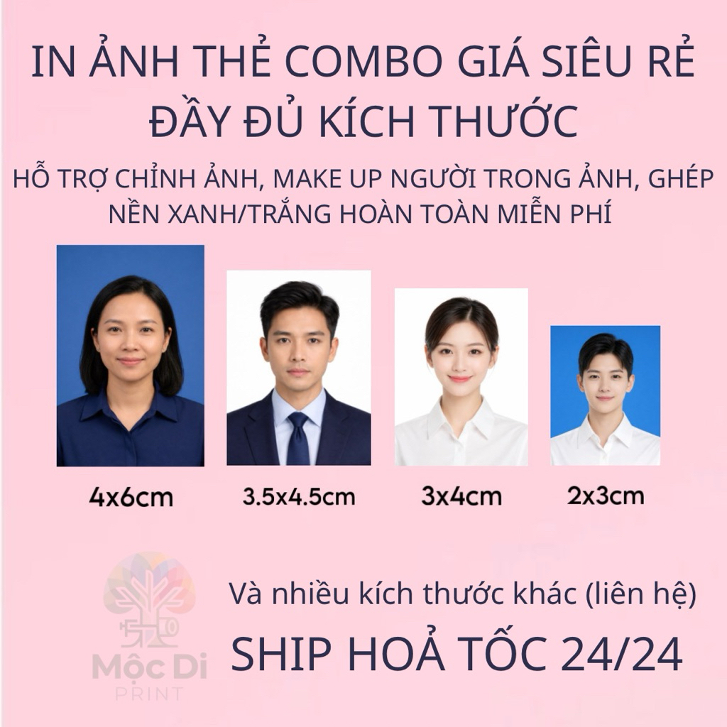 [HOẢ TỐC 24/24] In Ảnh Thẻ Combo Giá Rẻ Theo Yêu Cầu, Đủ Size 4x6, 3x4, 3.5x4.5, 2x3 - Chất Lượng Cao
