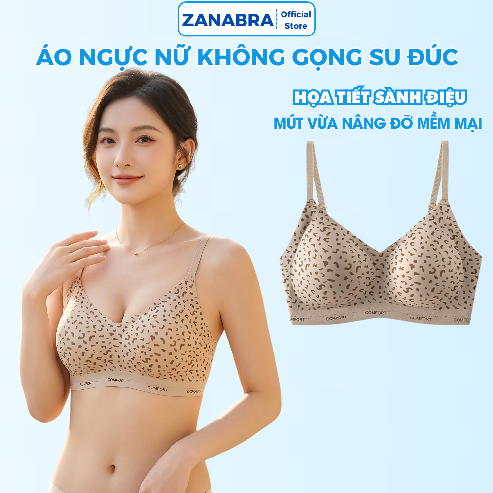 [ Mẫu Mới ] Áo Ngực Nữ Không Gọng Đúc Su Thoáng Khí, Áo Lót Nữ Mút Mỏng In Hoạ Tiết Cá Tính ZANABRA A3854