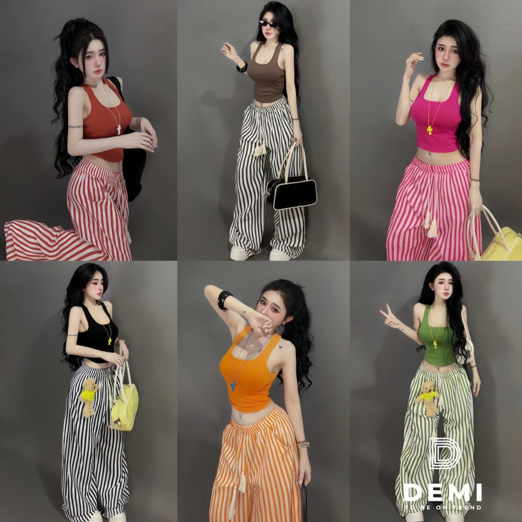 Set áo 3 lỗ quần kẻ chuẩn summer đây rồi ạ, full 6 màu xinh iu mời các ty chốt đơn ạ 🌈