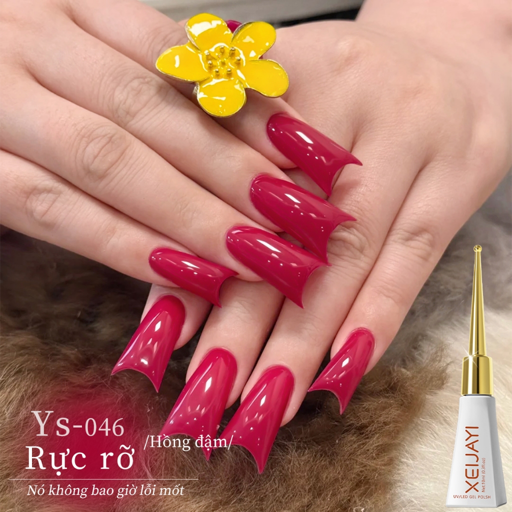 XEIJAYI 10ml - Sơn gel đỏ hồng đào đậm, bền màu và bóng, thích hợp để tự làm.