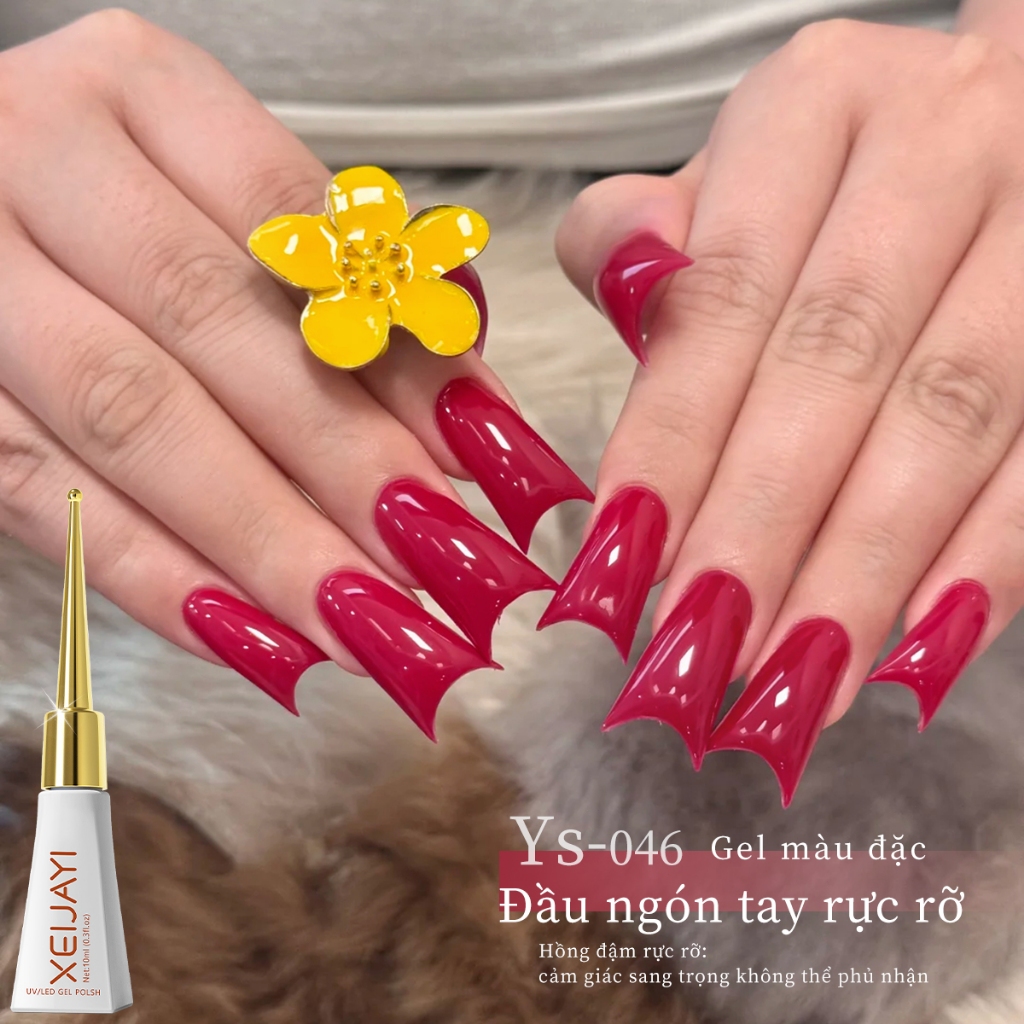 XEIJAYI 10ml - Sơn gel đỏ hồng đào đậm, bền màu và bóng, thích hợp để tự làm.