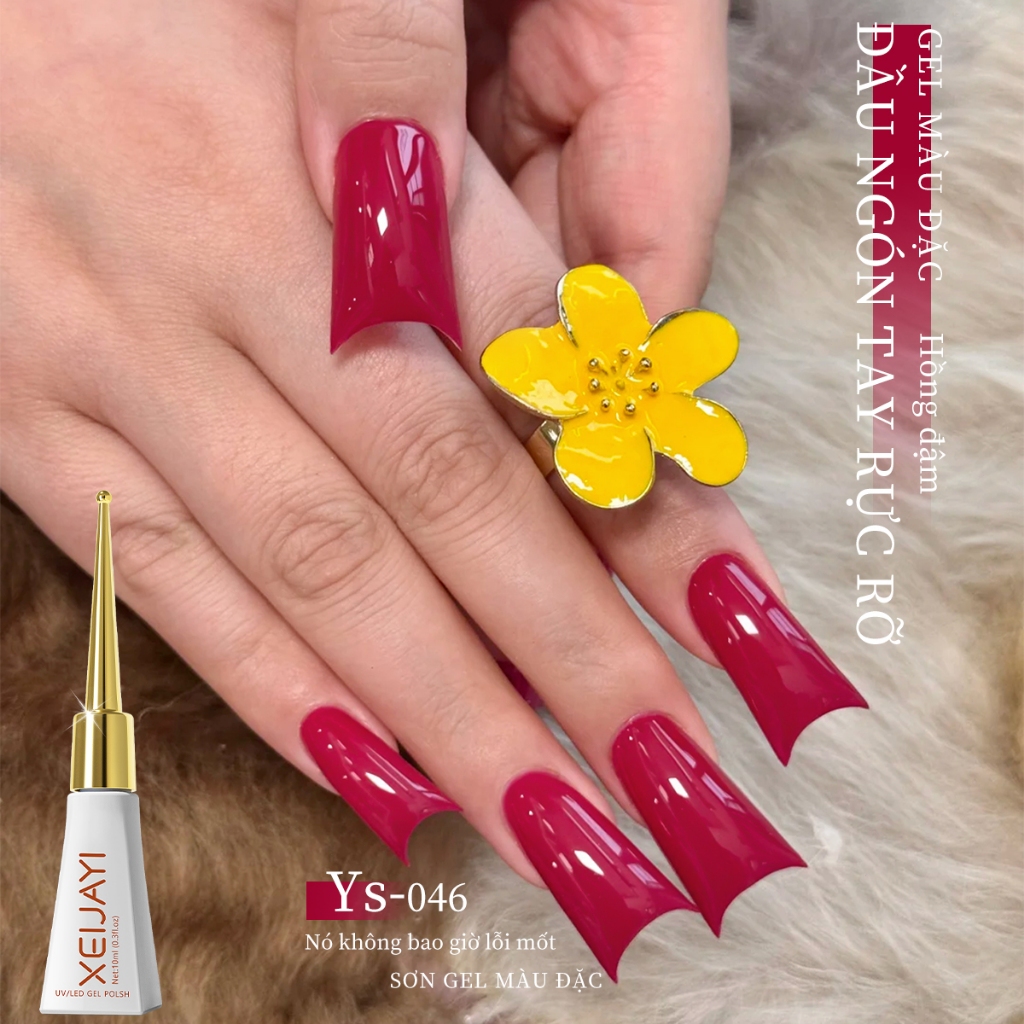 XEIJAYI 10ml - Sơn gel đỏ hồng đào đậm, bền màu và bóng, thích hợp để tự làm.