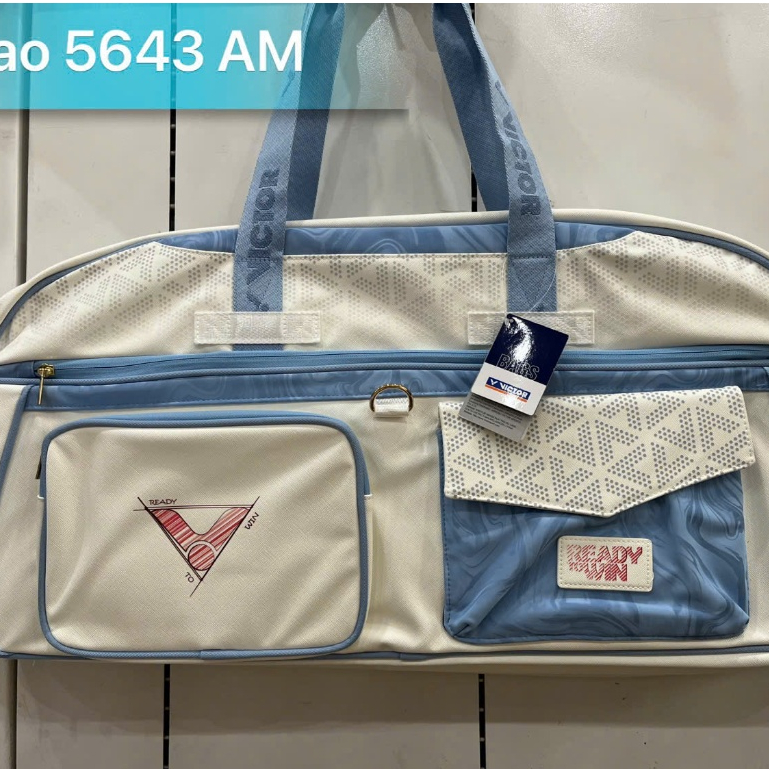 Bao vợt cầu lông Victor BR5643 AM, thiết kế 03 ngăn đựng đồ, 2 màu trắng tím, xanh nổi bật - HVShop