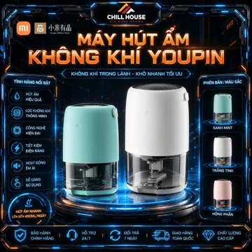 Máy Hút Ẩm Không Khí Youpin Máy Hút Ẩm Mini Ngắt Tự Động 1100ml Có Đèn Led 7 Màu Làm Đèn Ngủ