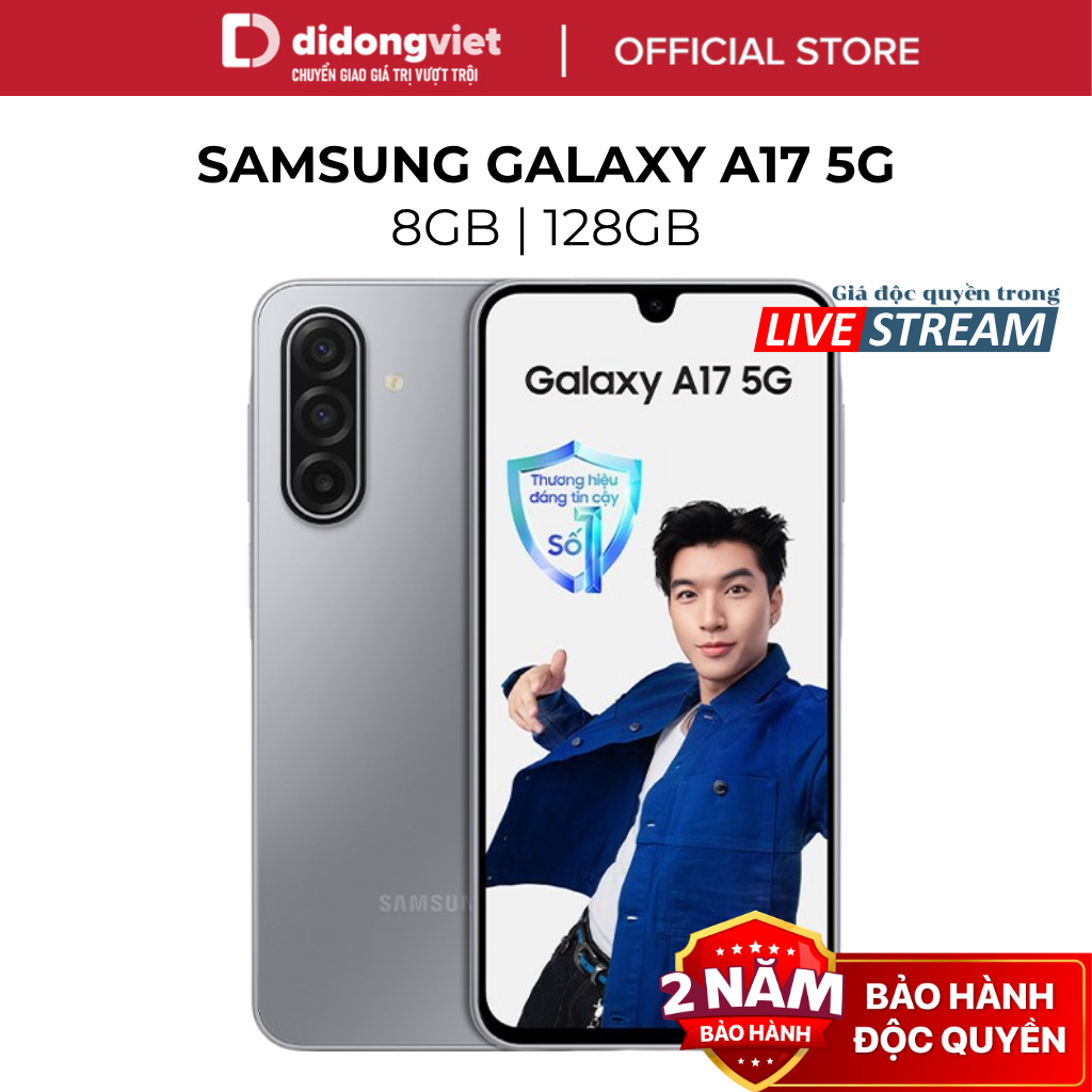 [DDV x Hannah] Điện thoại Samsung Galaxy A17 5G 8GB | 128GB - Màn hình 6,7" 90Hz, Exynos 1330, 5000mAh - Hàng Chính Hãng