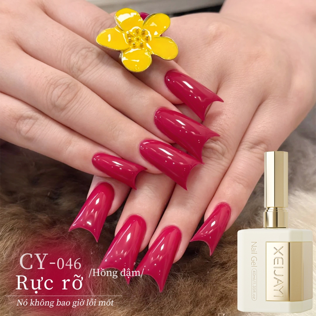 XEIJAYI 40ml - Sơn móng tay dạng gel màu thanh long, màu sắc đậm đà, thích hợp cho các tiệm làm móng.
