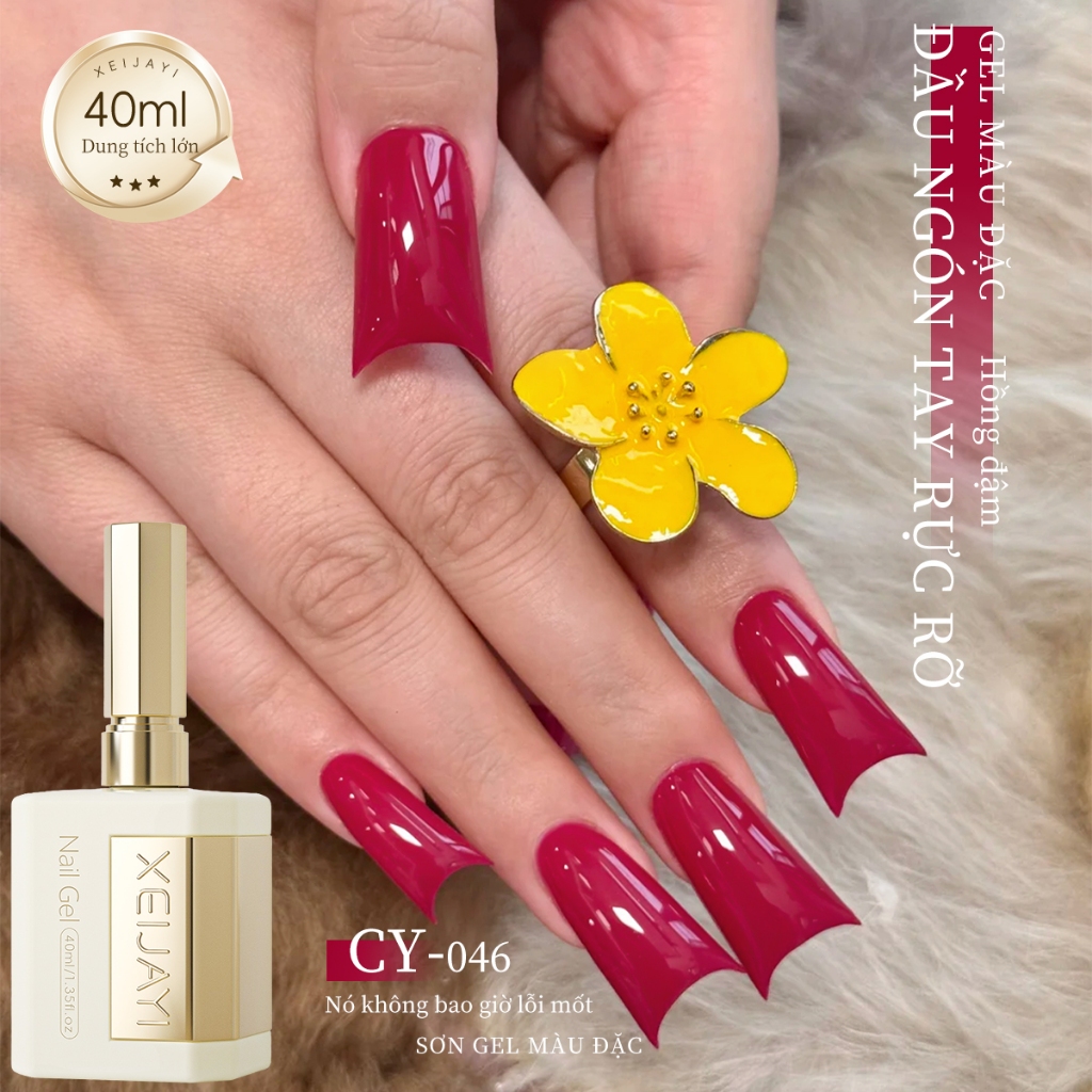 XEIJAYI 40ml - Sơn móng tay dạng gel màu thanh long, màu sắc đậm đà, thích hợp cho các tiệm làm móng.