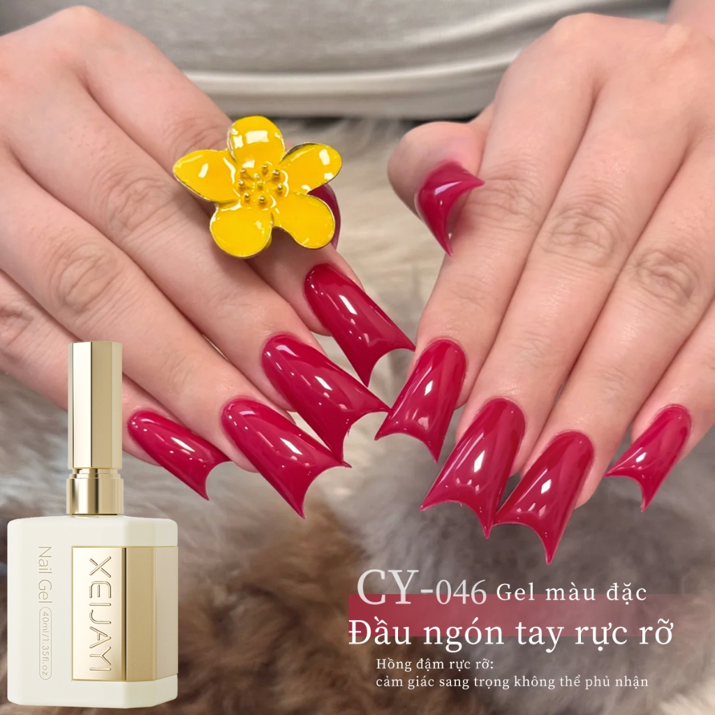 XEIJAYI 40ml - Sơn móng tay dạng gel màu thanh long, màu sắc đậm đà, thích hợp cho các tiệm làm móng.