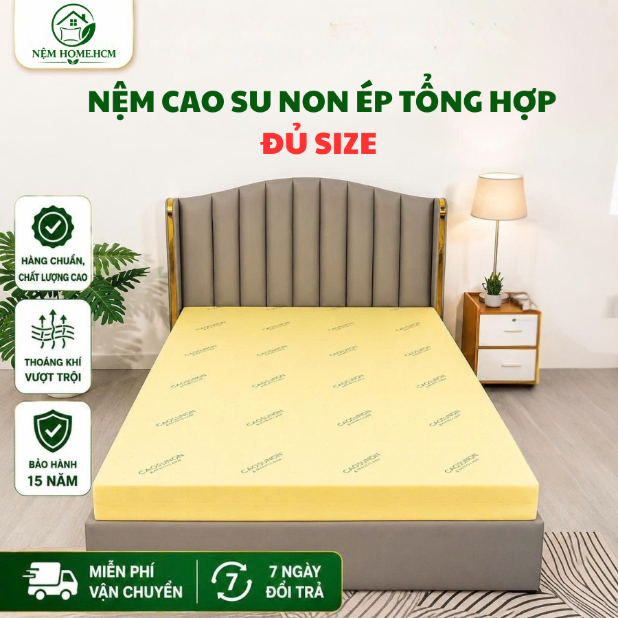 [LOẠI ĐẸP MIỄN SHIP] Nệm Cao Su Non American Thoáng Khí Bảo Hành 15 Năm - Đệm Cao Su Ép Tổng Hợp Chống Xẹp Lún Đủ Size