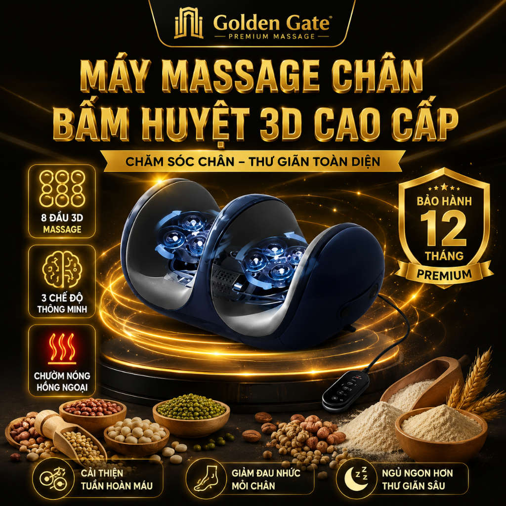 Máy Massage Chân Bấm Huyệt 3D Cao Cấp - Máy Mát Xoa Bóp Bàn Chân, Bắp Chân Tự Động, Chườm Nóng Hồng Ngoại Có Điều Khiển - 1