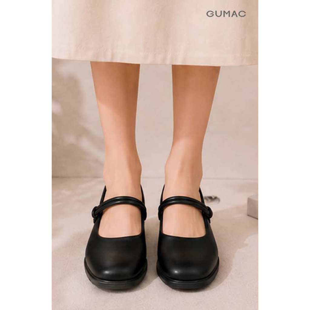 Giày Cao Gót GUMAC Bít Mũi Quai Ngang Đính Ngọc Trai Cao Cấp GG05067