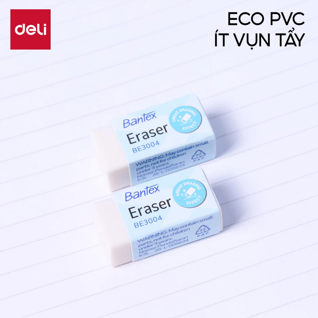 Gôm tẩy đen/trắng Deli Bantex Upcore- Tẩy ít vụn sạch nhanh mềm mại cho học sinh văn phòng vẽ sketch