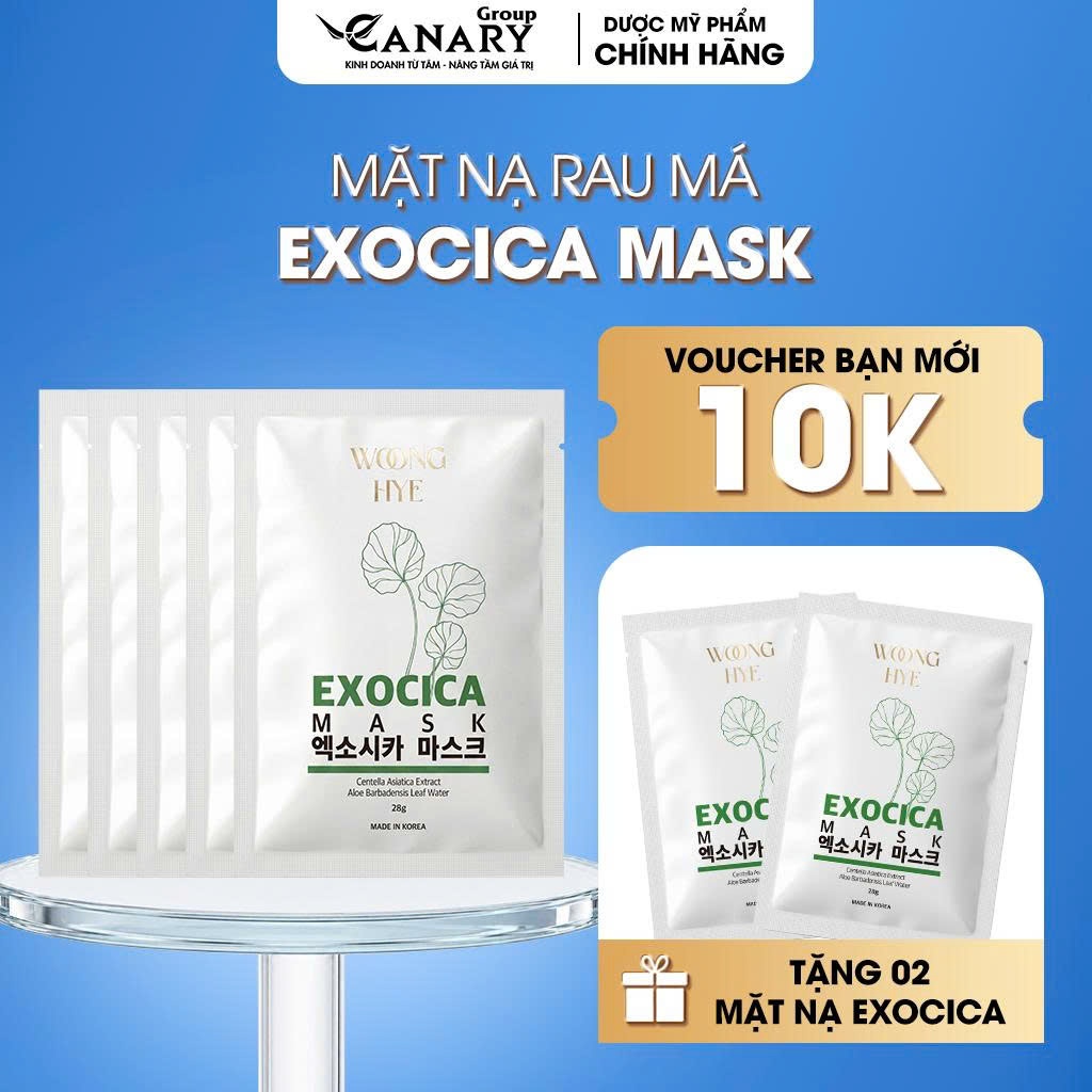 Mặt nạ rau má Exocica Woong Hye, cấp ẩm, làm dịu da, phù hợp da yếu da nhạy cảm 28g - EXOCICA MASK
