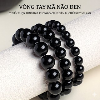 Đá Mã Não Đen Tự Nhiên Vòng Tay Đá Phong Thủy Cao Cấp Chuỗi Hạt Đeo Tay Mệnh Thủy Mệnh Mộc Thu Hút Tài Lộc May Mắn NamNữ